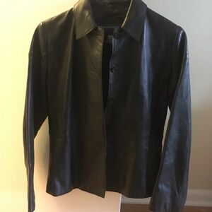 🌸🎉Host Pick🛍✨Banana Republic Genuine Black Leather Button Down Jacket Coat